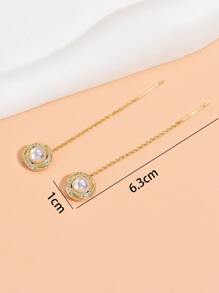 Hoa tai ren trang trí bằng ngọc trai Rhinestone & Faux - Vàng - Xem 3