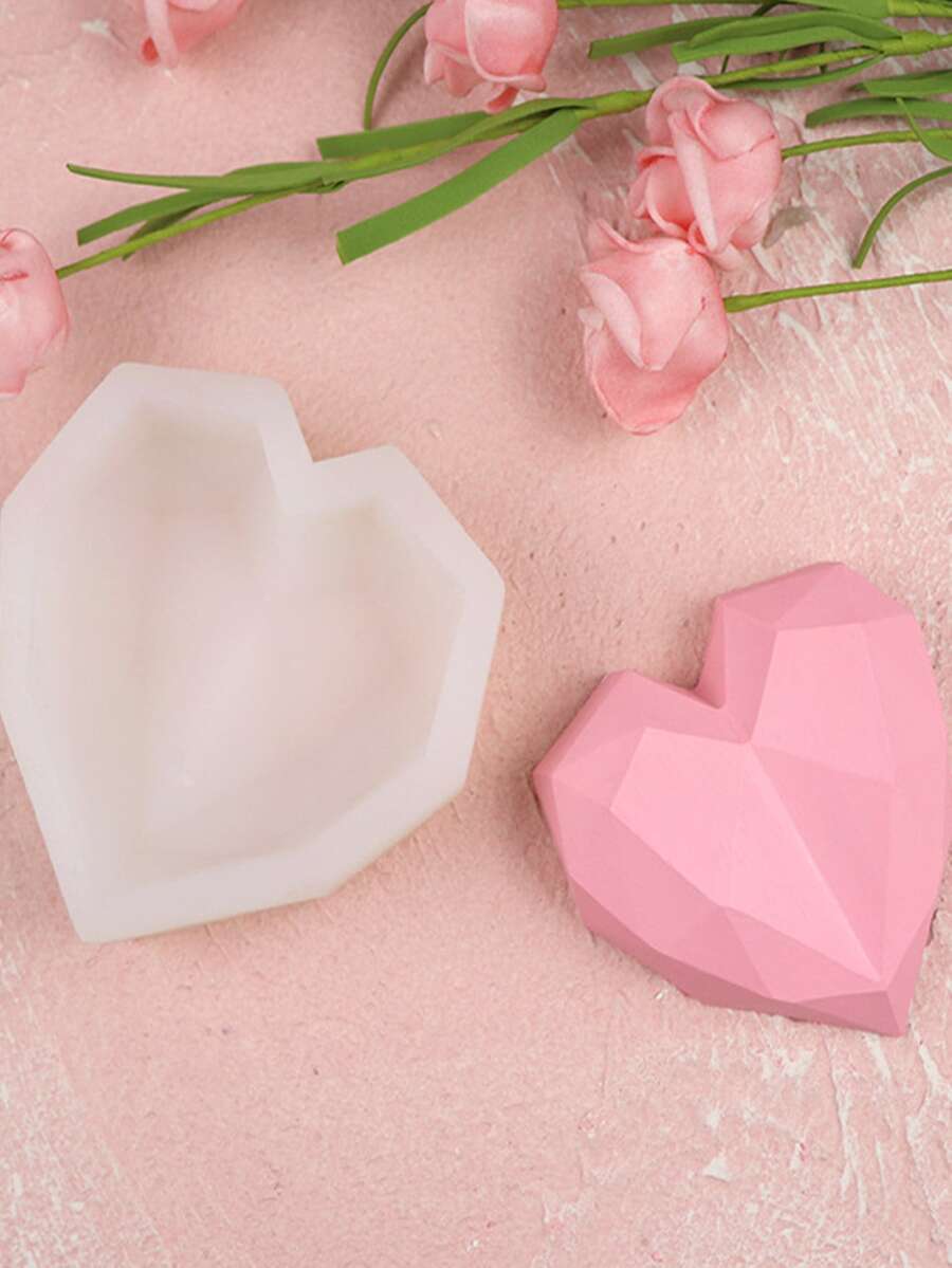 1pc Geometric Heart Silicone Mold, DIY Handmade Tool - White - View 1