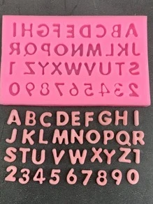 Molde de silicona con números y letras para manualidades, herramientas de decoración, molde de arcilla - Rosa - Ver 1