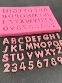 Molde de silicona con números y letras para manualidades, herramientas de decoración, molde de arcilla - Rosa - Ver 3
