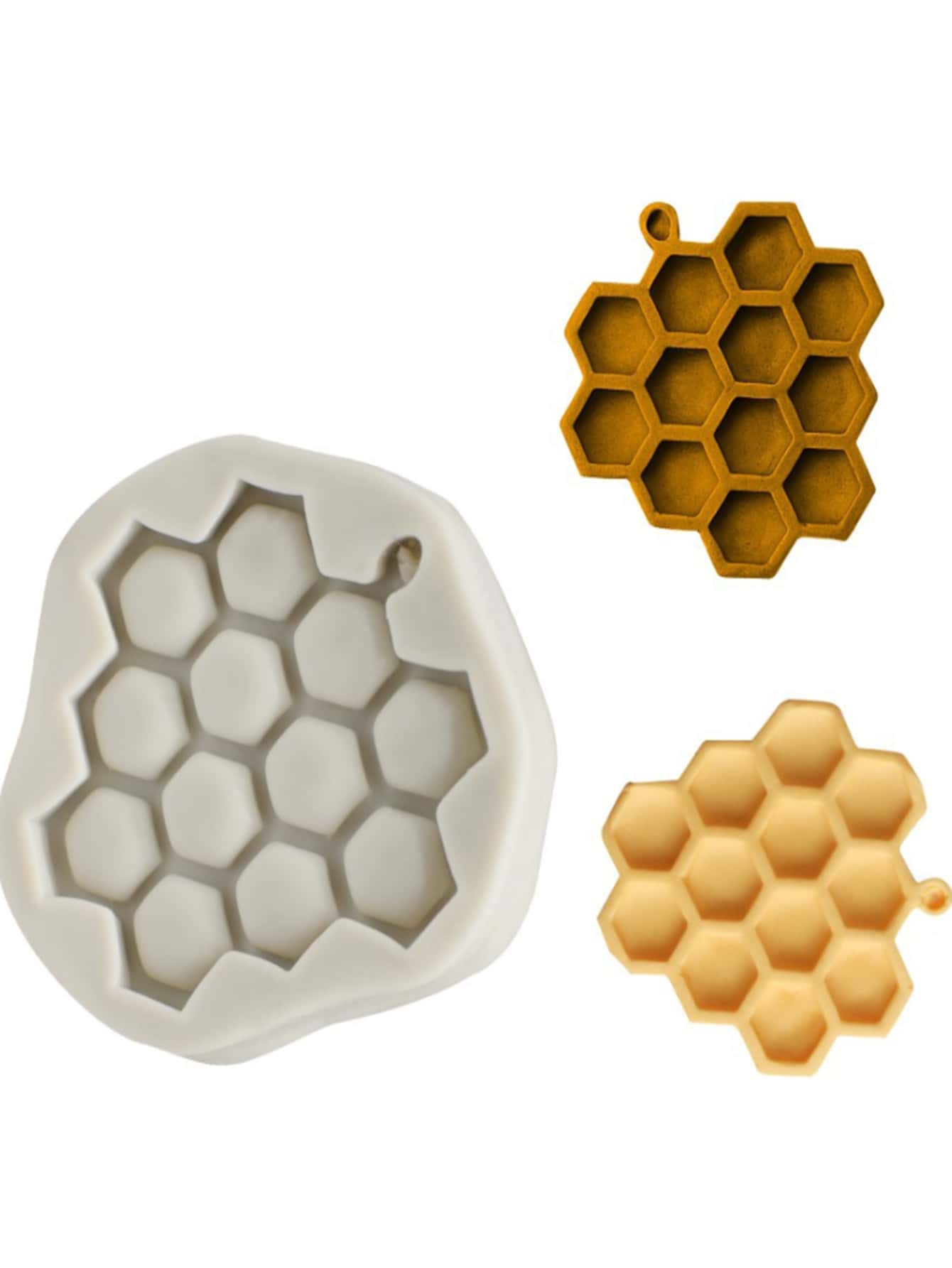 1pc Honeycomb Design DIY Silicone Mold - Light Grey - View 1