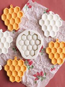 1pc Honeycomb Design DIY Silicone Mold - Light Grey - View 3
