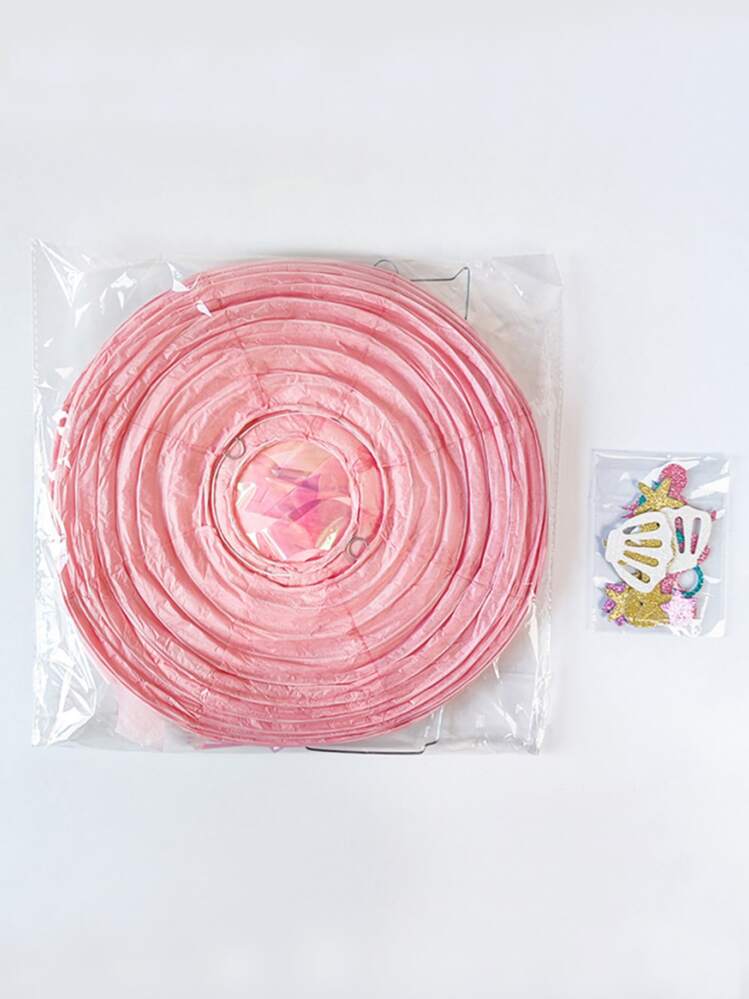 1個 新しい マーメイド クラゲ ペーパーランタン , 紙 漫画 灯籠 用 マーメイド テーマ 誕生日パーティー デコレーション DIY 結婚式 用品 - ピンク - 見る 3