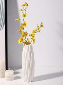 1 件室内装饰花瓶、干花容器、创意花卉插花装饰、PE 花瓶、家居装饰、花瓶、中心装饰、桌面装饰 - 白色 - 查看 3