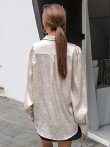 DAZY Jacquard Button Front Shirt - Baby Pink - View 2