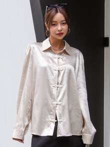 DAZY Jacquard Button Front Shirt - Baby Pink - View 6