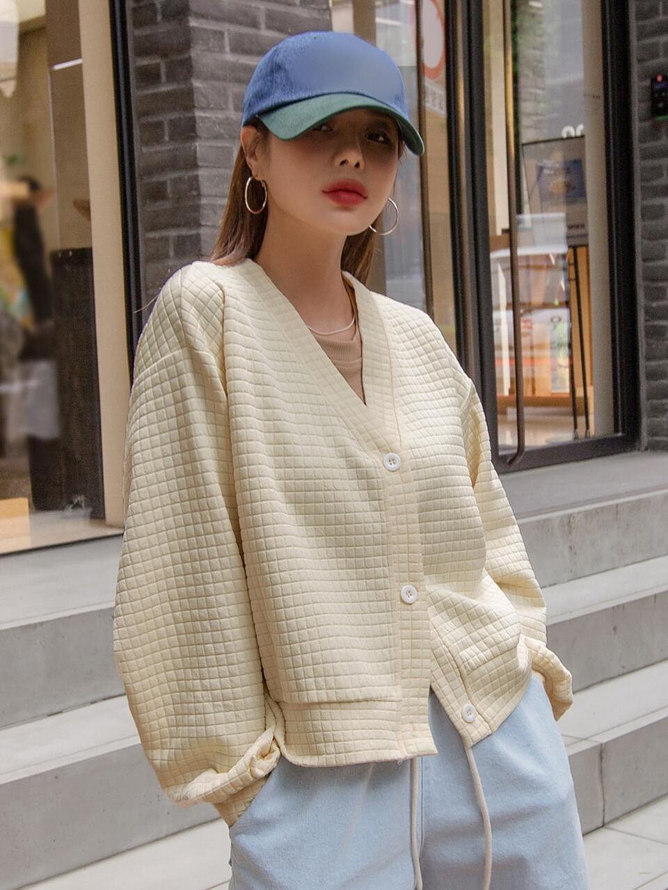 Quilted Drop Shoulder Sweatshirt