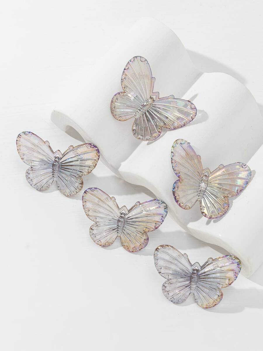 5入組小女童蝴蝶裝飾鴨嘴夾