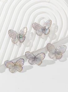 5入組小女童蝴蝶裝飾鴨嘴夾