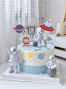 7入組飛船和宇航員裝飾蛋糕裝飾 - 彩色 - 查看 4