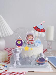 7入組飛船和宇航員裝飾蛋糕裝飾 - 彩色 - 查看 6