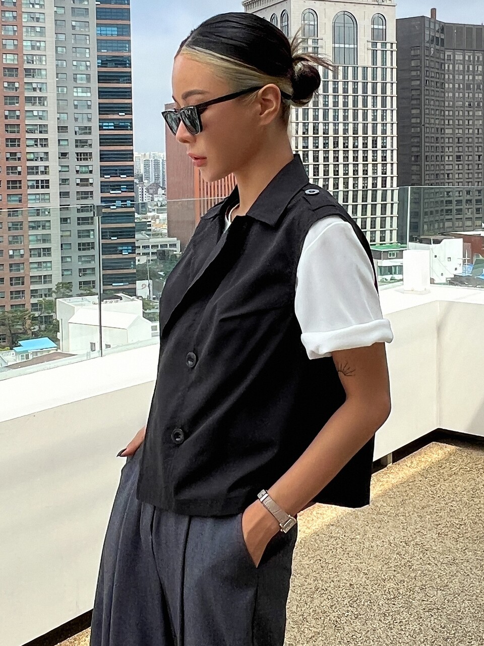 Lapel Neck Button Up Vest Jacket