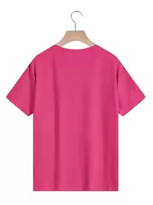 INAWLY Cartoon Bear And Letter Graphic Tee Graphic Tees Women Tops - Hot Pink - View 2