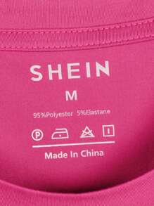 INAWLY Cartoon Bear And Letter Graphic Tee Graphic Tees Women Tops - Hot Pink - View 3