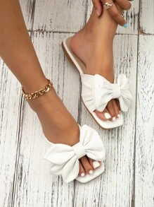 LAUREN WEAL 女士简约舒适白金线花卉尖头沙滩凉鞋 - 白色 - 查看 5