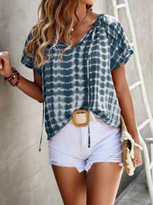 Breezaya Blusa de tie dye de manga raglán - Multicolor - Ver 1