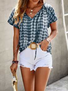 Breezaya Blusa de tie dye de manga raglán - Multicolor - Ver 4