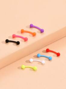 8pcs/set Popular Ball Decor Eyebrow Nail Plastic Septum Body Jewelry For Women & Girls - Multicolor - View 2