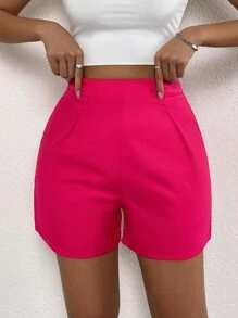 Chiquease High Waist Straight Leg Shorts - Hot Pink - View 1