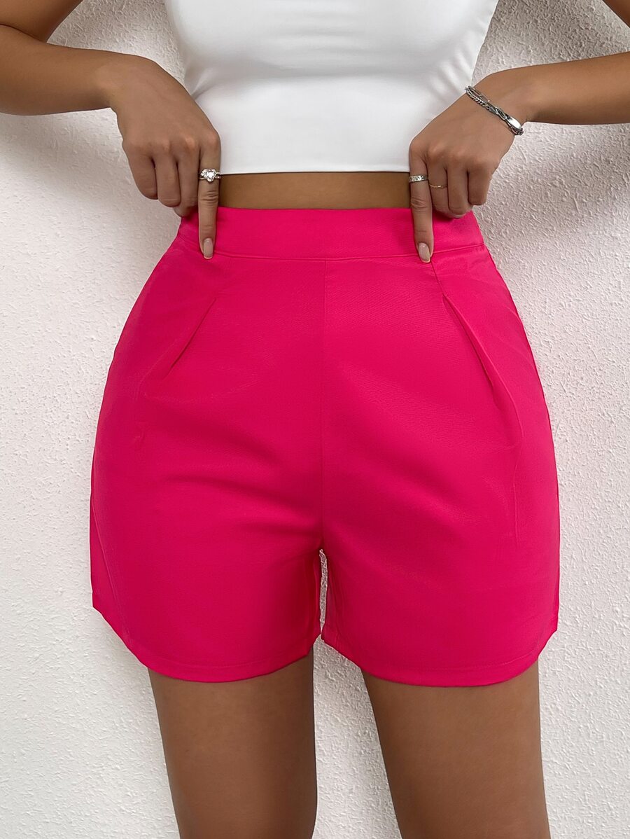 Chiquease High Waist Straight Leg Shorts - Hot Pink - View 1