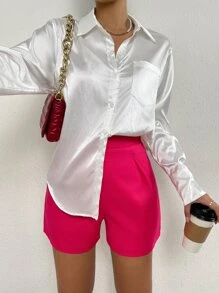 Chiquease High Waist Straight Leg Shorts - Hot Pink - View 3