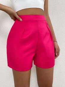 Chiquease High Waist Straight Leg Shorts - Hot Pink - View 5