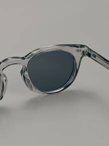 1pc Fashionable Men's Transparent Grey Pc Oval Decorative Eyeglasses Casual Shades Accessories Beach Accessories Glasses Shades Looks Street Style And Suit For Sweater Jacket Sweatshirt Hoodie Leather Pants And Cargo Pants For Summer Beach Vacation,Outdoor,Travel - Dark Grey - View 4