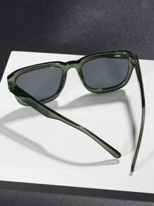 男士方形时尚眼镜，休闲時尚眼鏡，沙滩配饰，打造街头风造型，搭配毛衣、夹克、卫衣、连帽衫、皮裤和工装裤，适合夏季海滩度假、户外活动和旅行。 - 墨綠色 - 查看 2