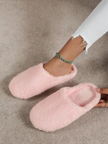 Women's Solid Color Indoor Slippers, Quiet Slip-On - Pink - View 2