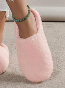 Women's Solid Color Indoor Slippers, Quiet Slip-On - Pink - View 3