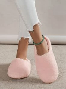 Women's Solid Color Indoor Slippers, Quiet Slip-On - Pink - View 5