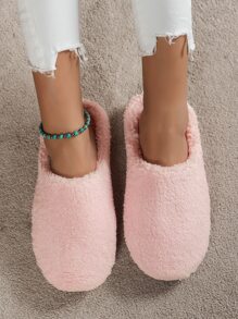 Women's Solid Color Indoor Slippers, Quiet Slip-On - Pink - View 6