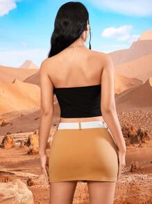 Western Colourblock Slant Pocket Skirt - Multicolor - View 3