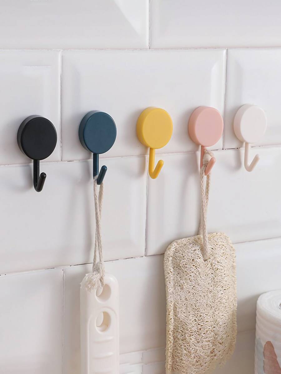 15入組隨機顏色自粘壁掛鉤堅固不打孔衣帽袋浴室門廚房毛巾掛鉤家居收納配件 - 彩色 - 查看 1