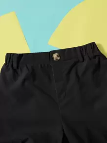 SHEIN Tween Boy Side-Seam Patch Pocket Quần Cuff đàn hồi, mùa xuân / mùa thu - màu đen - Xem 3