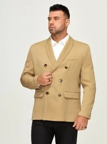 Manfinity Men Plus Double Breasted Blazer - Khaki - View 3