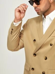 Manfinity Men Plus Double Breasted Blazer - Khaki - View 4