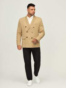 Manfinity Men Plus Double Breasted Blazer - Khaki - View 5