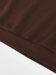 Toddler Girls Letter Graphic Thermal Lined Pullover - Coffee Brown - View 5