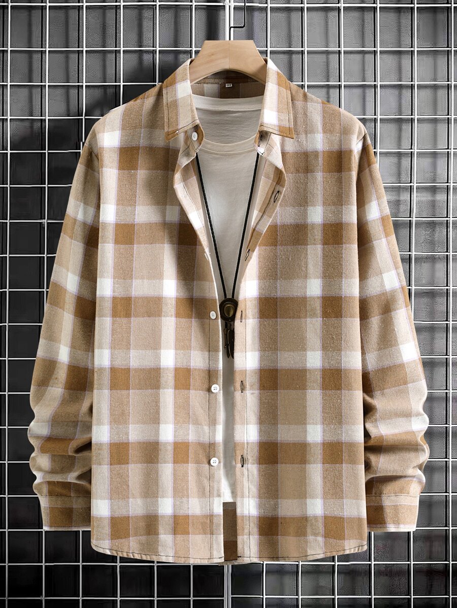 Manfinity Men Random Plaid Print Shirt Without Tee - Multicolor - View 1