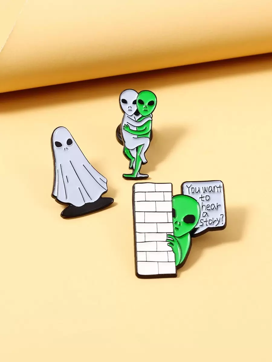 3入組外星人設計胸針 - 彩色 - 查看 1