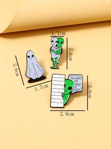 3入組外星人設計胸針 - 彩色 - 查看 3