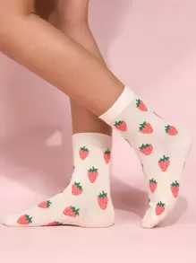 Strawberry Pattern Crew Socks