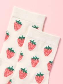 Strawberry Pattern Crew Socks