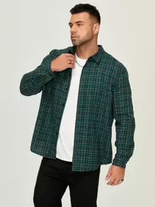 GENTILAND Men Plus Plaid Button Up Shirt - Multicolor - View 1