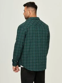 GENTILAND Men Plus Plaid Button Up Shirt - Multicolor - View 2