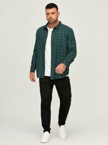 GENTILAND Men Plus Plaid Button Up Shirt - Multicolor - View 4