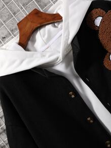 Manfinity Hypemode Nam Áo khoác Đại học Bản vá Gấu Không có áo Hoodie - màu đen - Xem 4