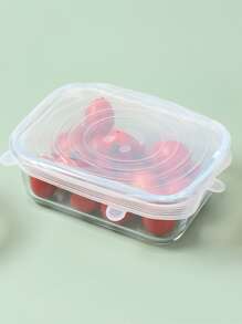 6pcs Random Rectangular Silicone Fresh-Keeping Lid, Reusable Food Covers For Bowls, Cups, Cans, Fit Different Sizes & Shapes Of Container, Dishwasher & Freezer Friendly - Multicolor - View 2