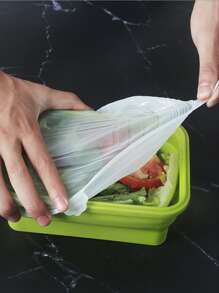 6pcs Random Rectangular Silicone Fresh-Keeping Lid, Reusable Food Covers For Bowls, Cups, Cans, Fit Different Sizes & Shapes Of Container, Dishwasher & Freezer Friendly - Multicolor - View 4